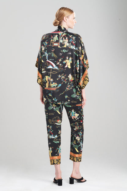 Buy Kana Charm Short Robe in Black Multi Online Black Multi Natori