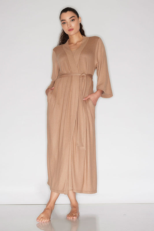Buy Eden Rib Knit Dream Robe in Latte Online Latte Natori