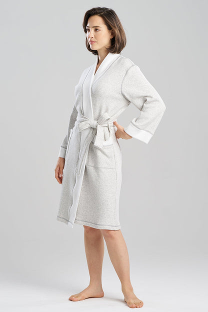 Nova Cozy Brushed Knit Dream Robe Light Heather Grey Natori