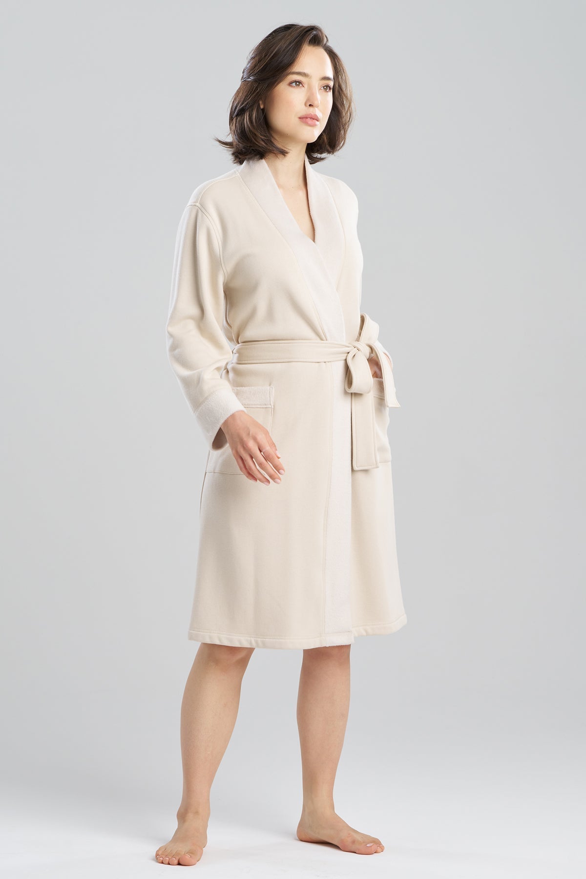 Nova Cozy Brushed Knit Dream Robe Ecru Natori