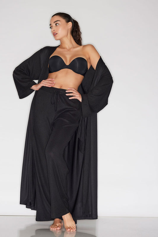 Buy Eden Rib Knit Dream Robe in Black Online Black Natori
