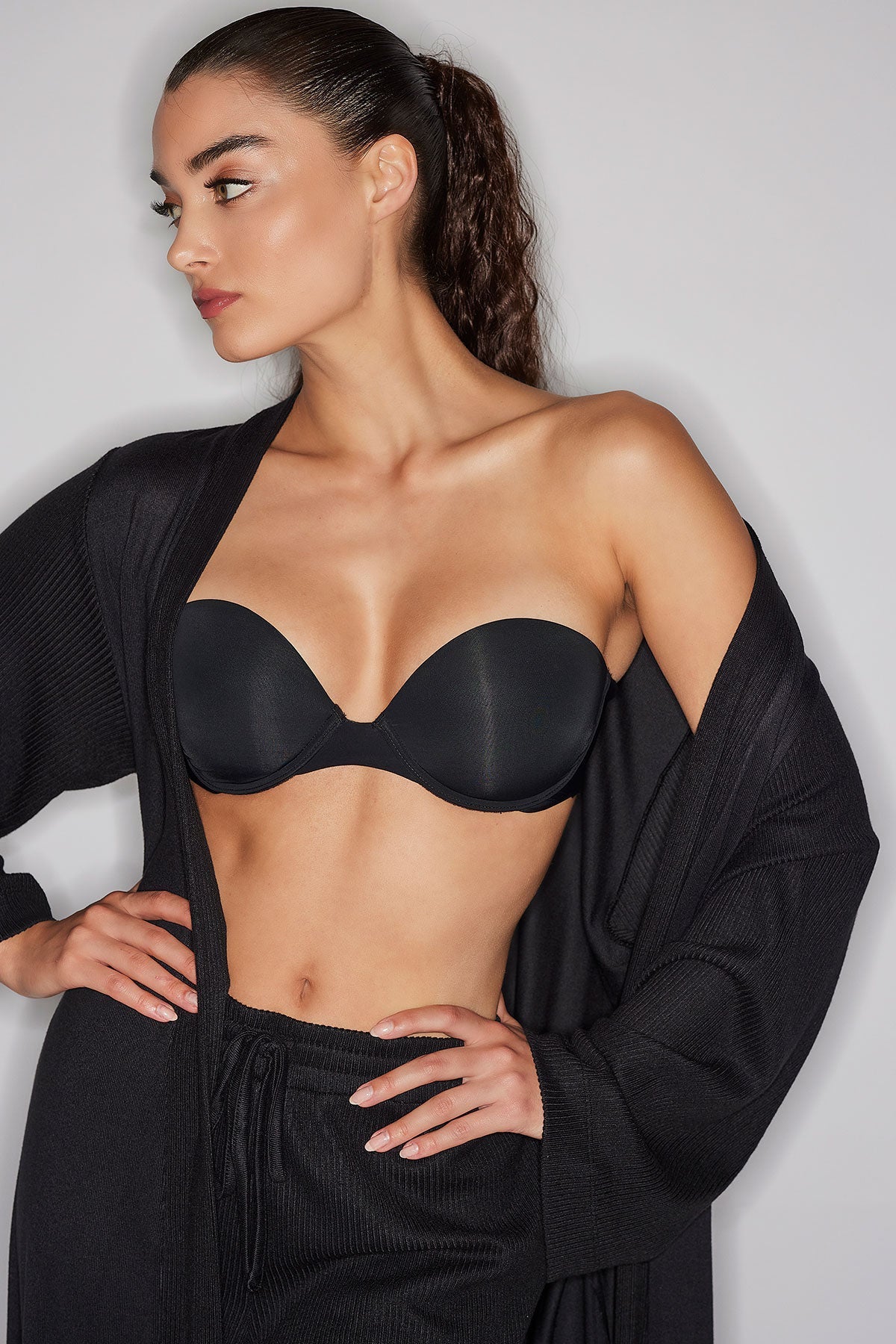 Buy Eden Rib Knit Dream Robe in Black Online Black Natori