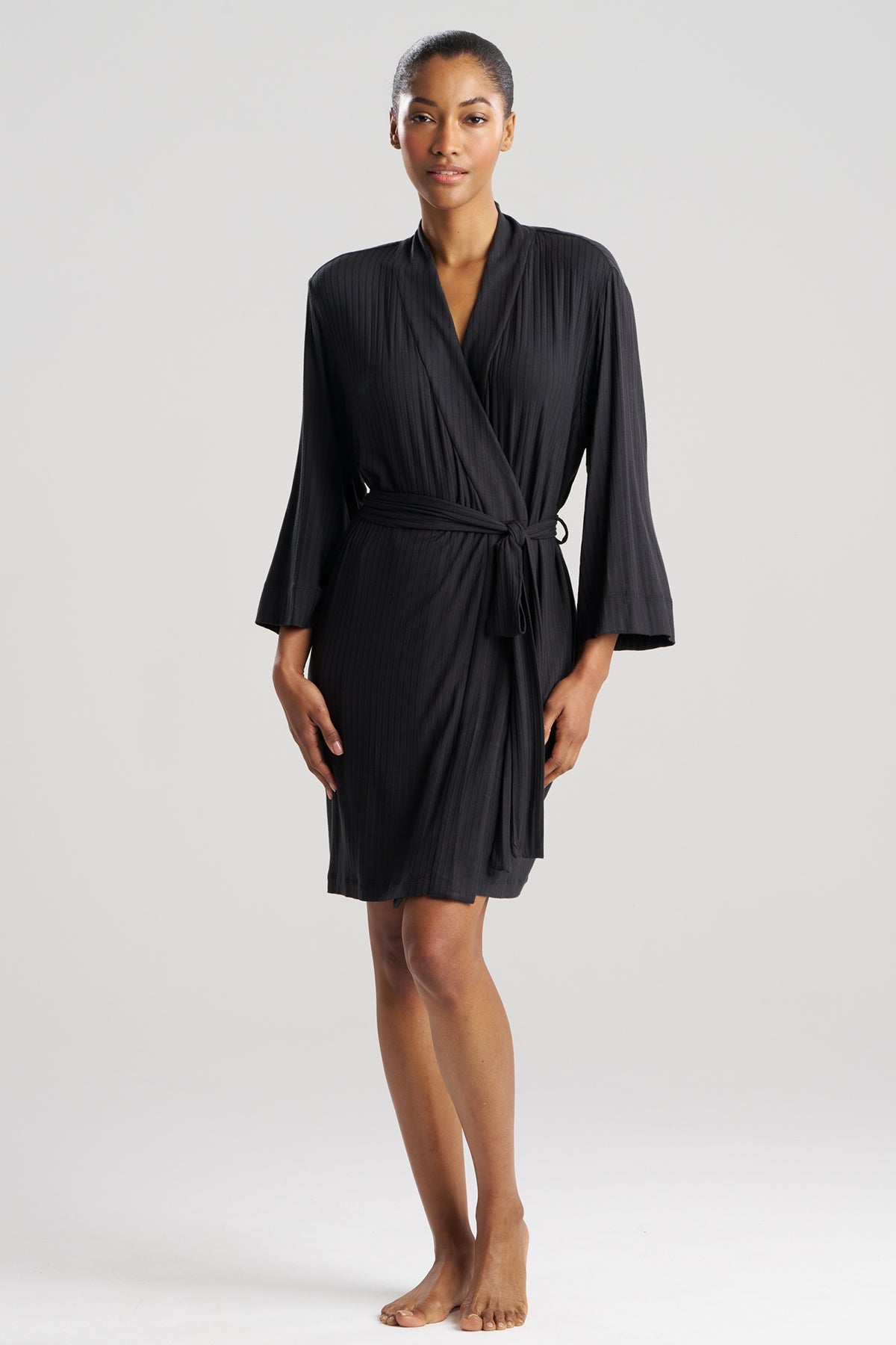 Skye Rib Ease Wrap Black Natori