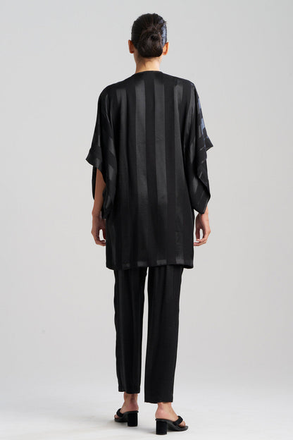 Buy Satin Jacquard Stripe Wrap in Black Online Black Natori