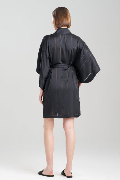 Buy Sheer Stripe Jacquard Wrap in Black Online Black Natori