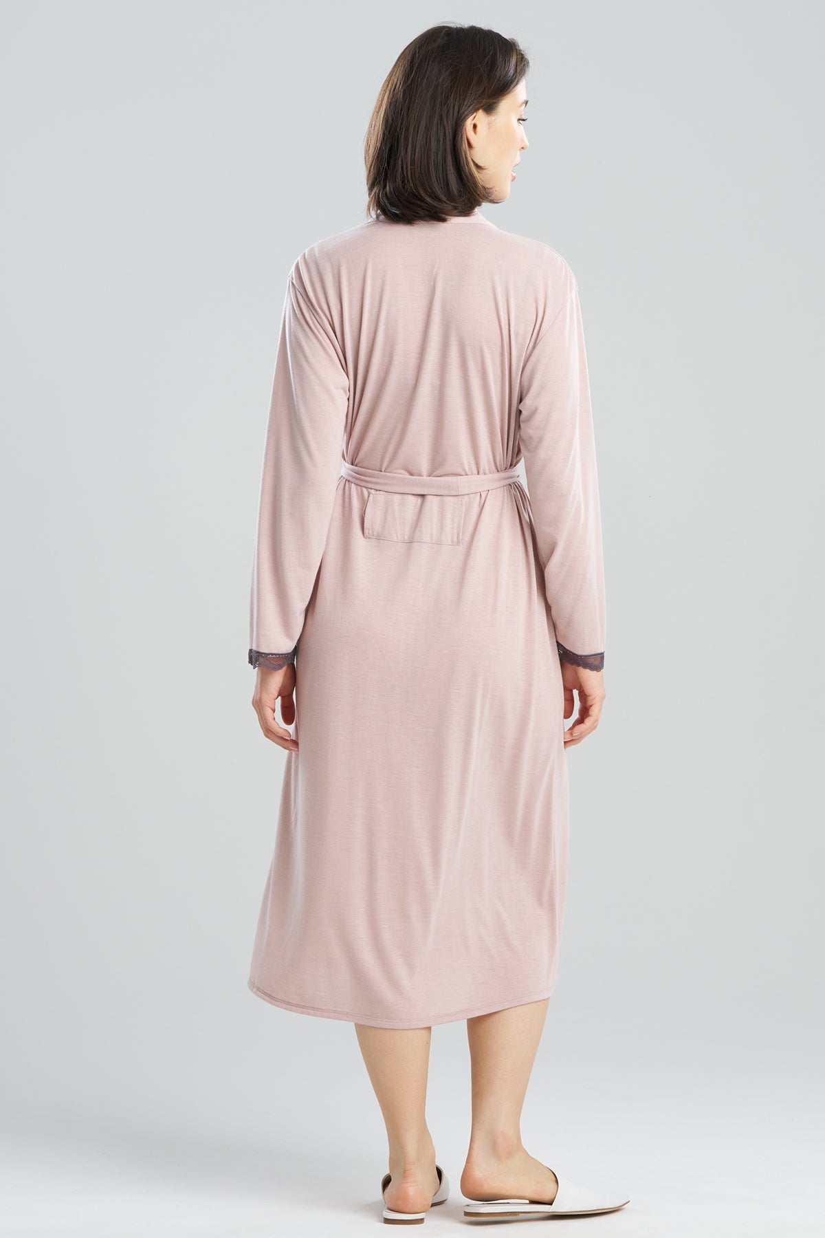 Dhalia Knit Jersey Lace Robe Pale Pink Natori