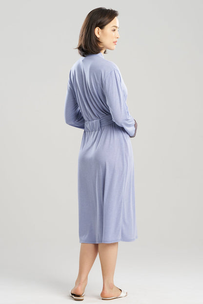 Dhalia Knit Jersey Lace Robe Blue Haze Natori