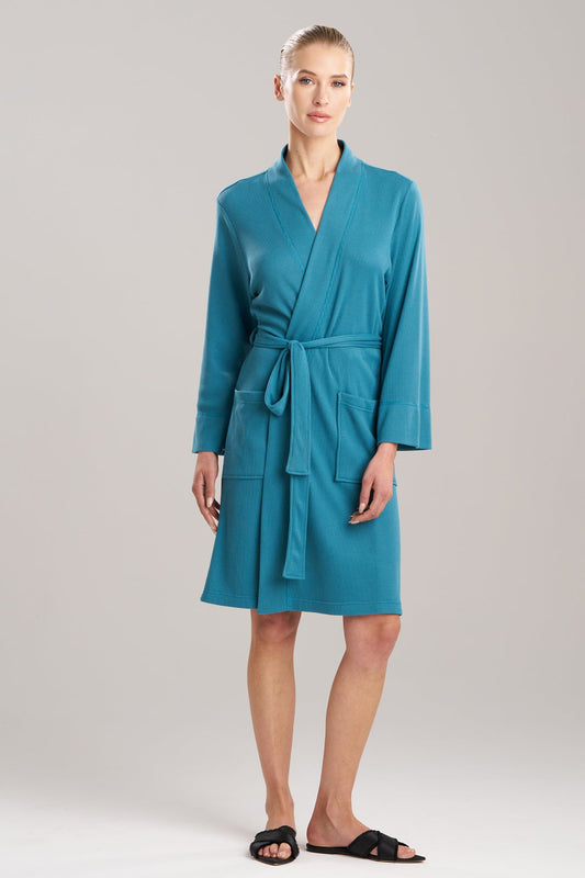 Tranquility Waffle Wrap Peacock Blue Natori