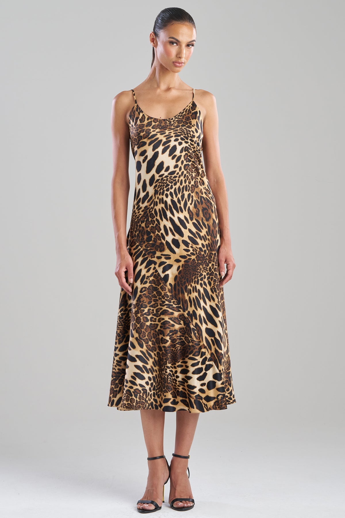 Luxe Leopard Scoop Neck Slip Dress Chestnut Natori