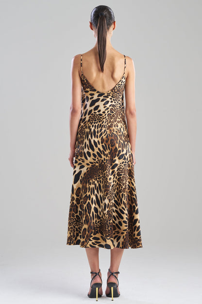 Luxe Leopard Scoop Neck Slip Dress Chestnut Natori