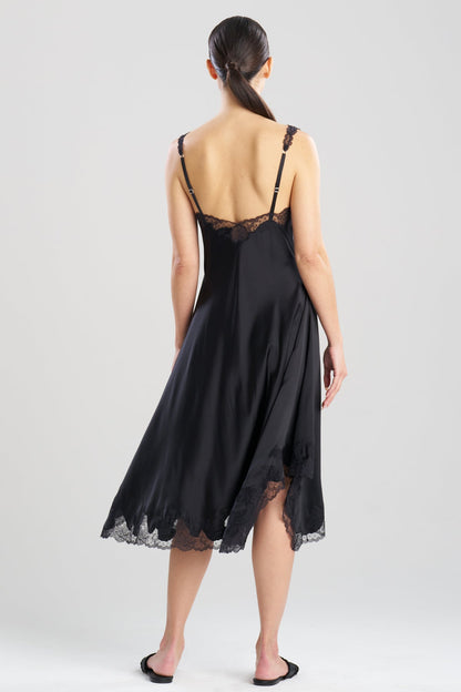 Lolita Asymmetrical Silk Slip Dress Black Natori