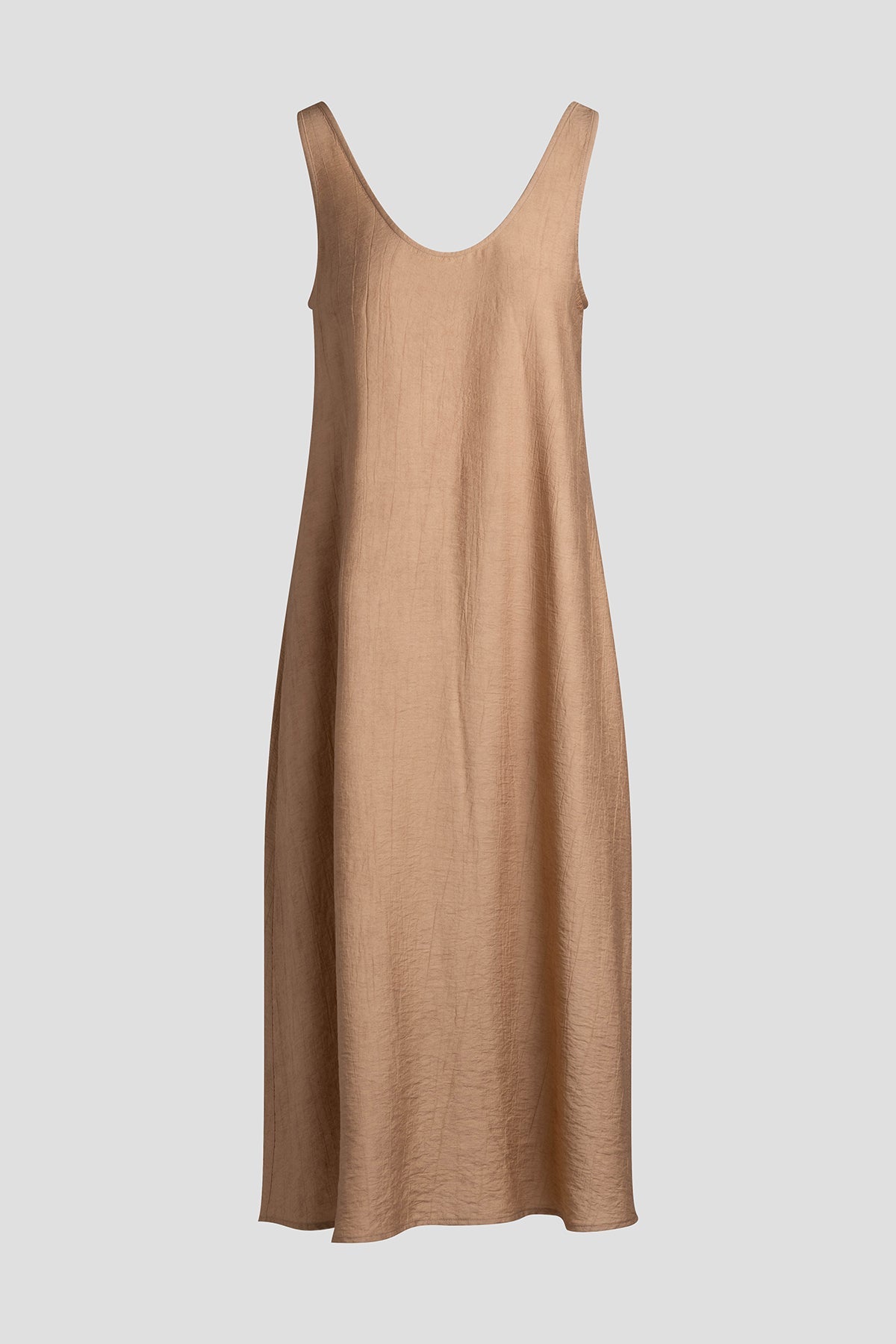 Terra Foil Crinkle Scoop Neck Slip Dress Cavern Clay Natori