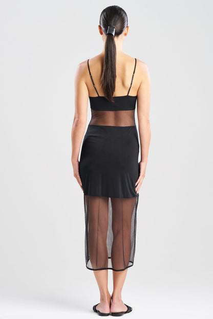 Gisele Mesh Slip Dress Black Natori