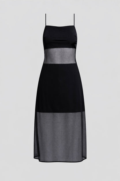 Gisele Mesh Slip Dress Black Natori