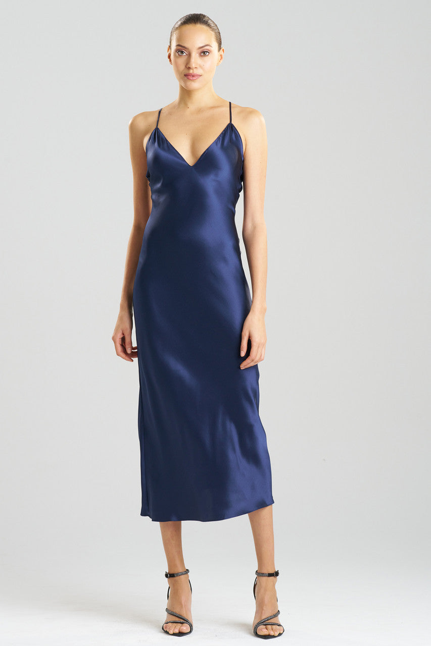 Buy Key Essentials V-neck Silk Gown in Midnight Navy Online Midnight Navy Natori