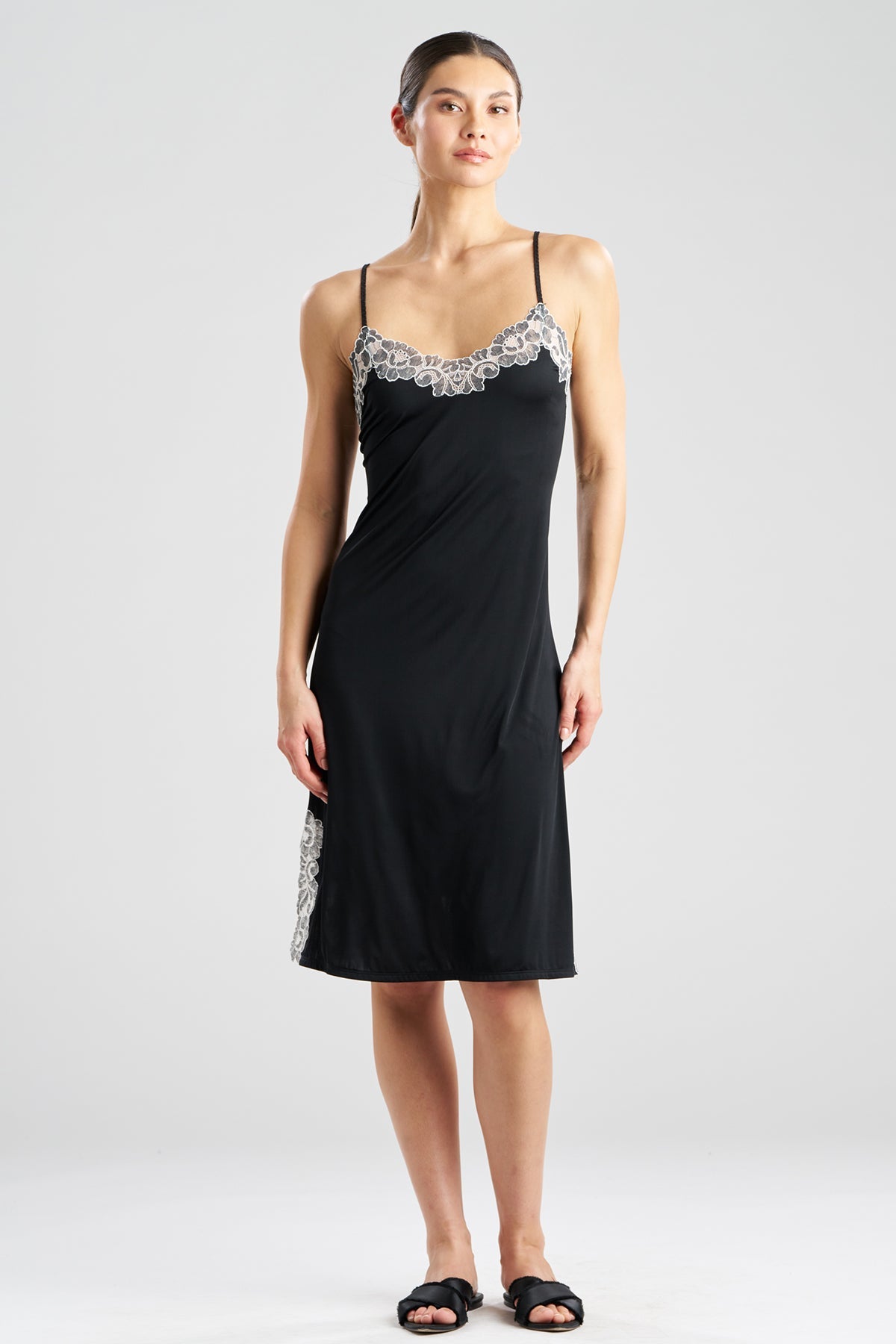 Peony Enchant Slip Dress Black Natori