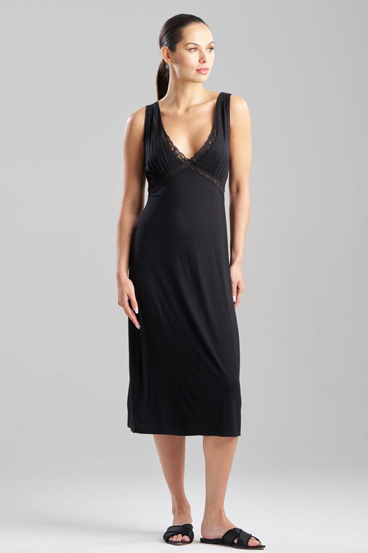 Buy Feathers Essentials Lenzing™ Ecovero™ Viscose Lace Applique Slip Dress in Black Online Black Natori