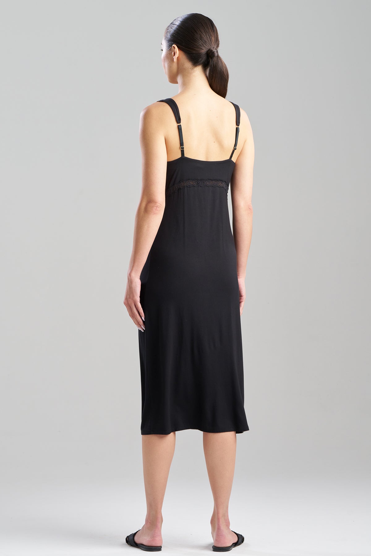 Buy Feathers Essentials Lenzing™ Ecovero™ Viscose Lace Applique Slip Dress in Black Online Black Natori