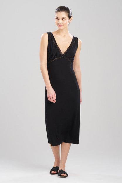 Buy Feathers Essentials Lenzing™ Ecovero™ Viscose Lace Applique Slip Dress in Black Online Black Natori