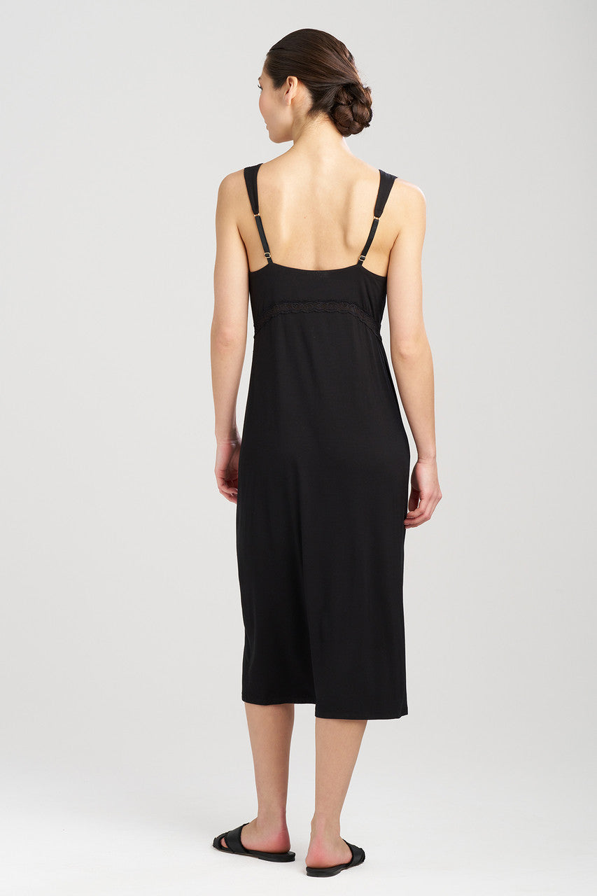 Buy Feathers Essentials Lenzing™ Ecovero™ Viscose Lace Applique Slip Dress in Black Online Black Natori