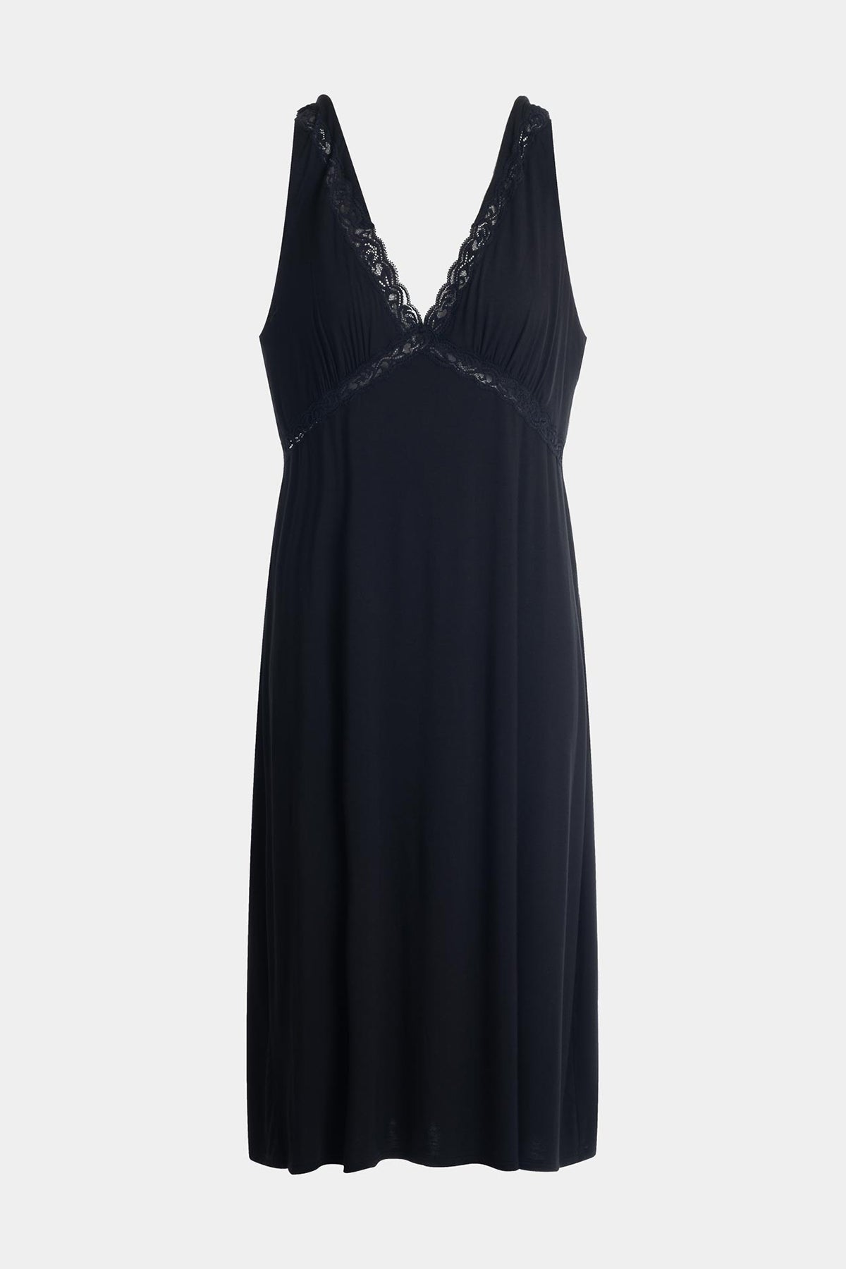 Buy Feathers Essentials Lenzing™ Ecovero™ Viscose Lace Applique Slip Dress in Black Online Black Natori