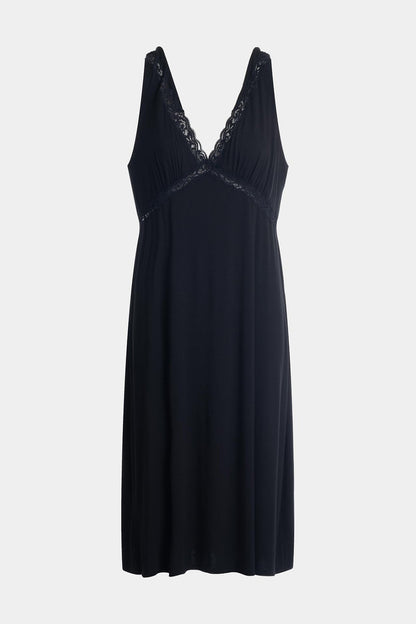 Buy Feathers Essentials Lenzing™ Ecovero™ Viscose Lace Applique Slip Dress in Black Online Black Natori