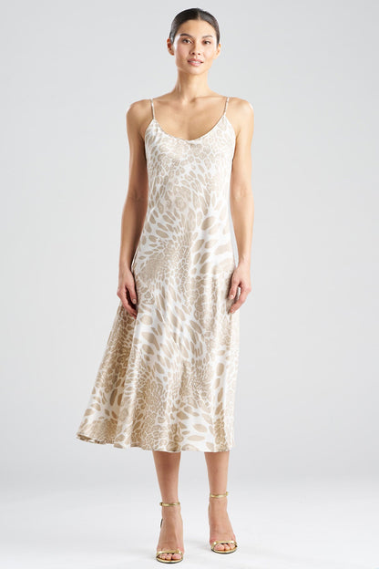 Luxe Leopard Scoop Neck Slip Dress Sand Taupe Natori