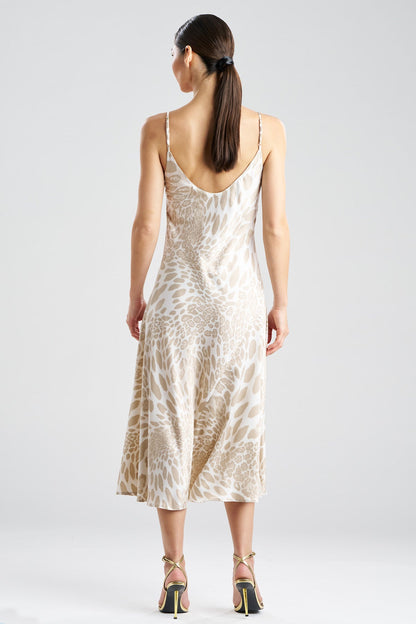 Luxe Leopard Scoop Neck Slip Dress Sand Taupe Natori