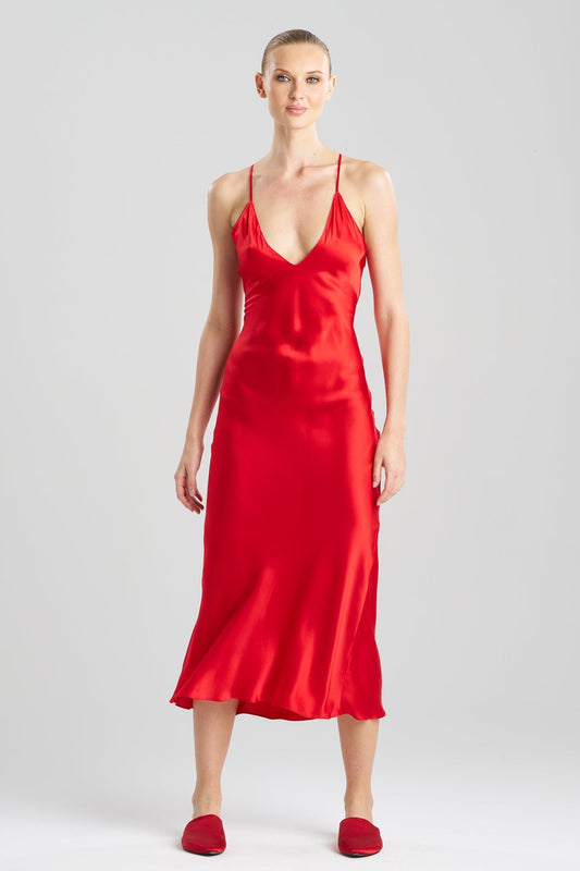 Buy Key Essentials V-neck Silk Gown in Scarlet Online Scarlet Natori