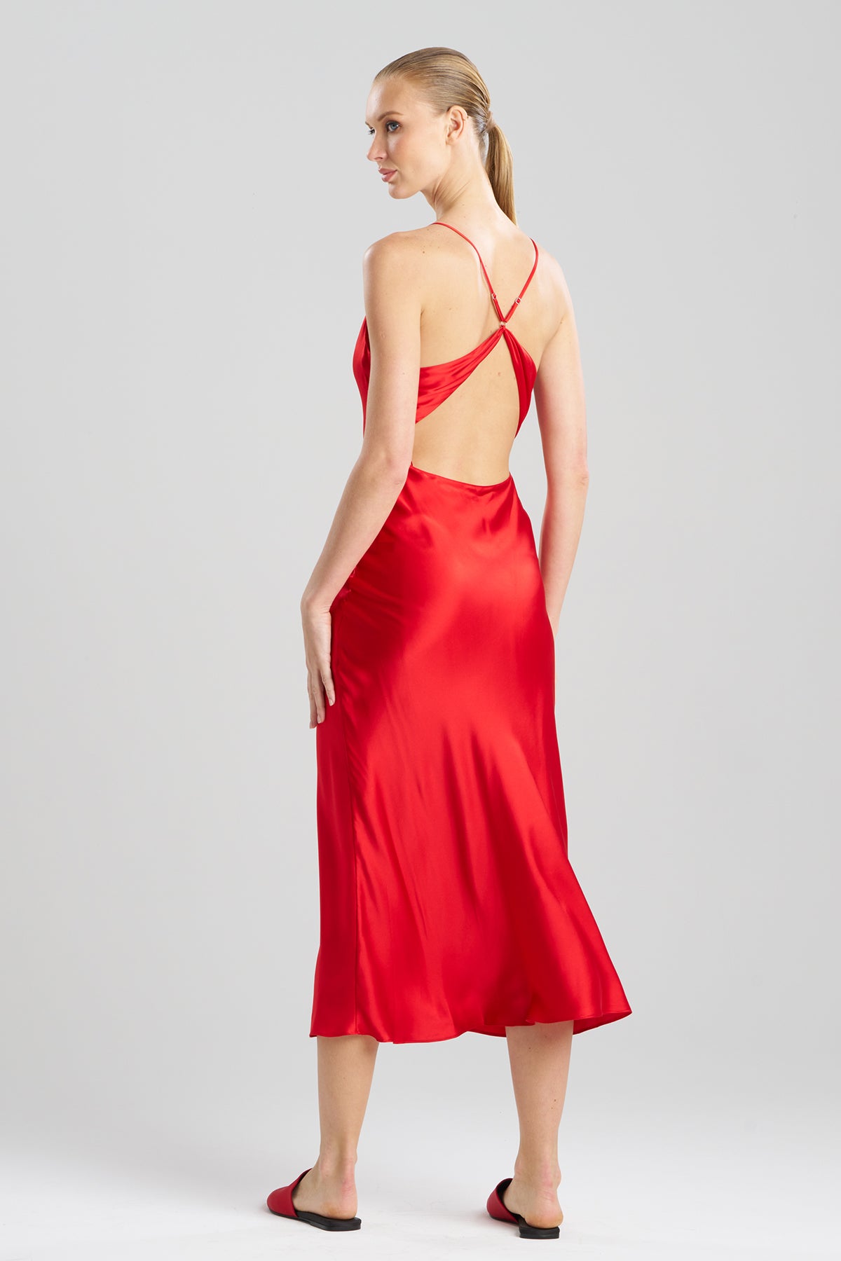Buy Key Essentials V-neck Silk Gown in Scarlet Online Scarlet Natori