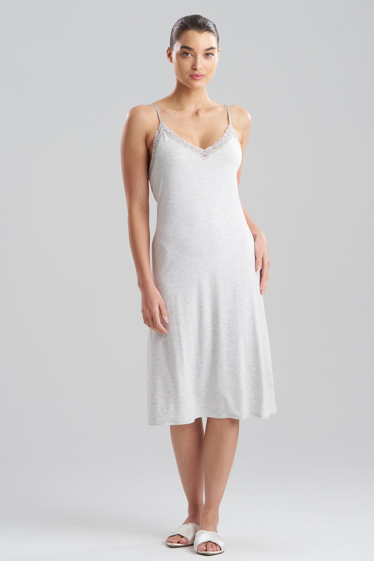Feathers Essentials Lenzing™ Ecovero™ Viscose Slip Light Heather Grey Natori