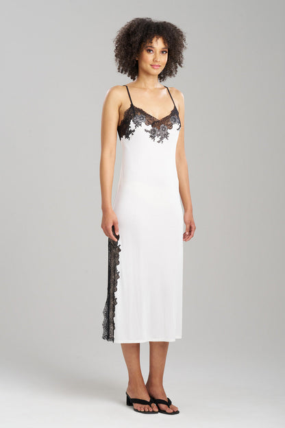 Buy Enchant Lace Slit Gown in Ivory/Black Online Ivory/Black Natori