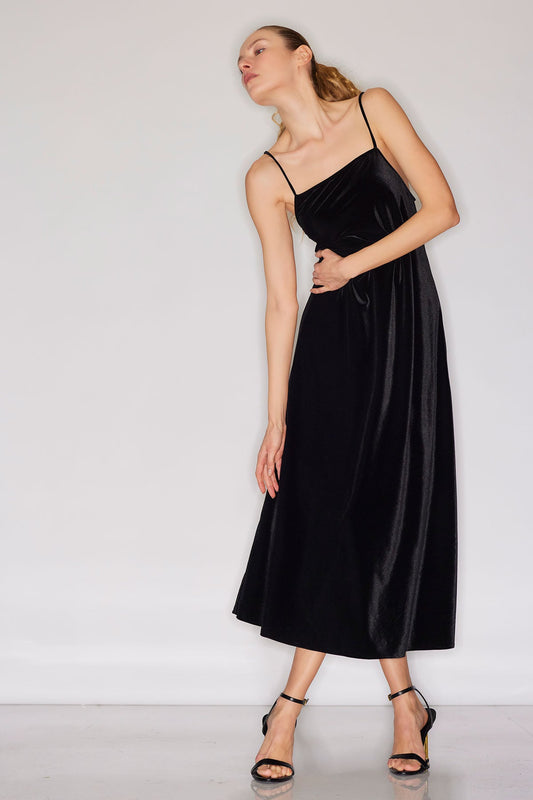 Natalie Velvet Slip Dress Black Natori