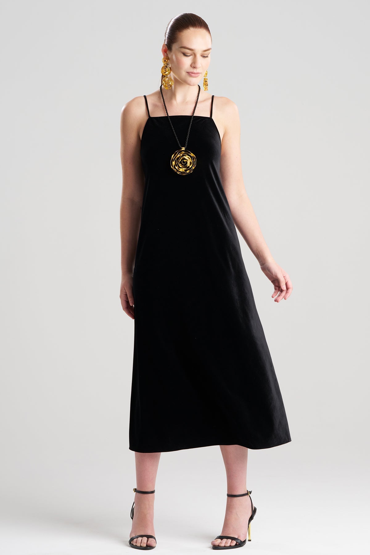 Natalie Velvet Slip Dress Black Natori