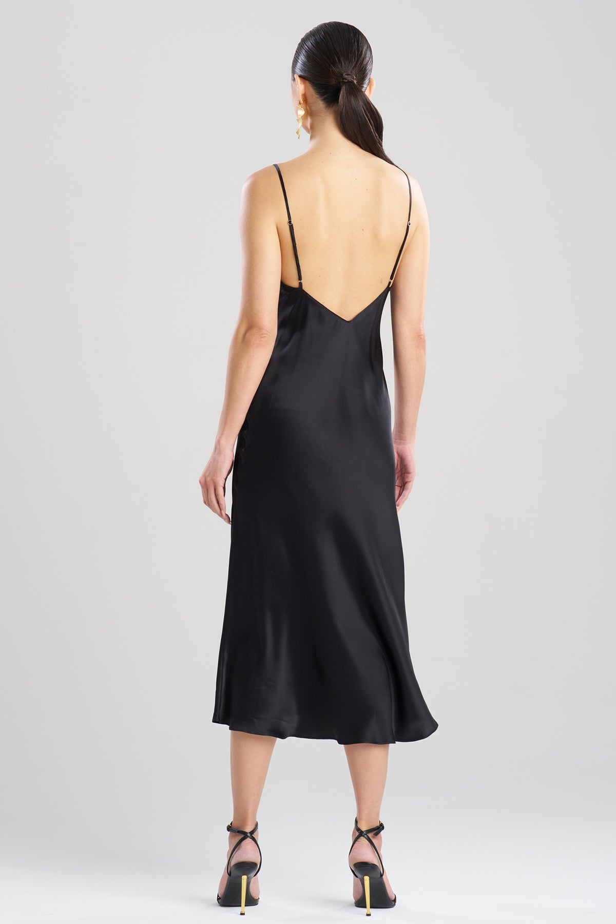 Key Cowl Neck Silk Slip Dress Black Natori