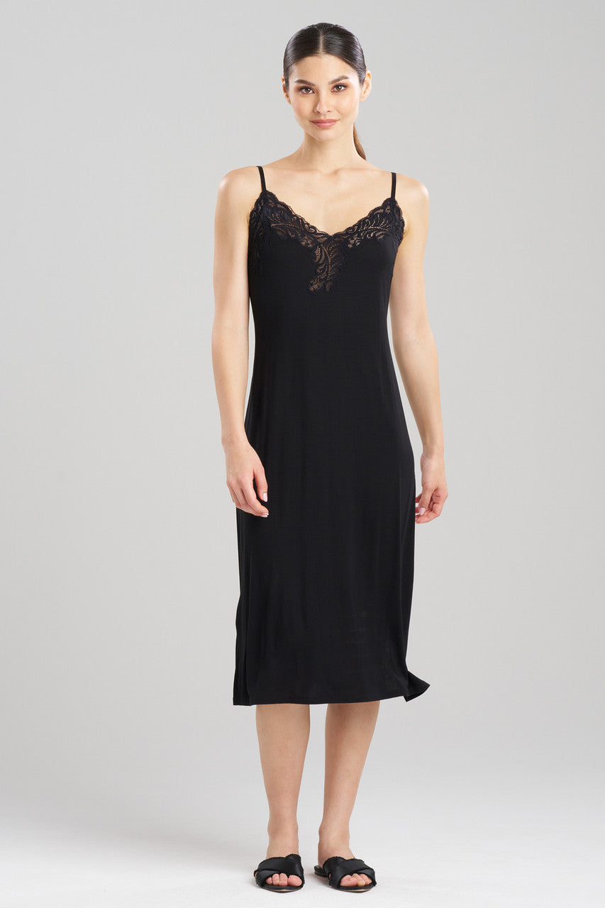 Buy Feathers Essentials Lenzing™ Ecovero™ Viscose Lace Slip Dress in Black Online Black Natori