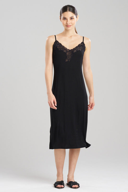 Buy Feathers Essentials Lenzing™ Ecovero™ Viscose Lace Slip Dress in Black Online Black Natori
