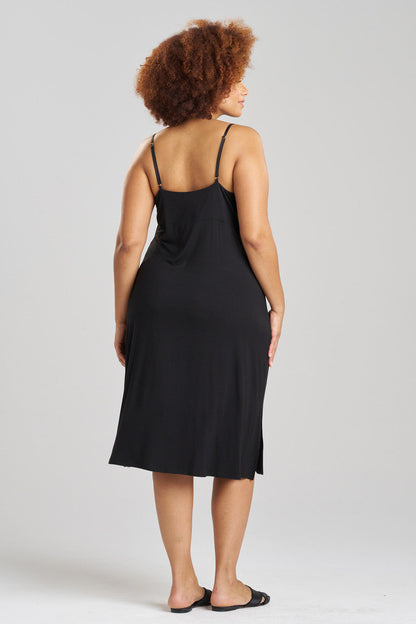 Buy Feathers Essentials Lenzing™ Ecovero™ Viscose Lace Slip Dress in Black Online Black Natori