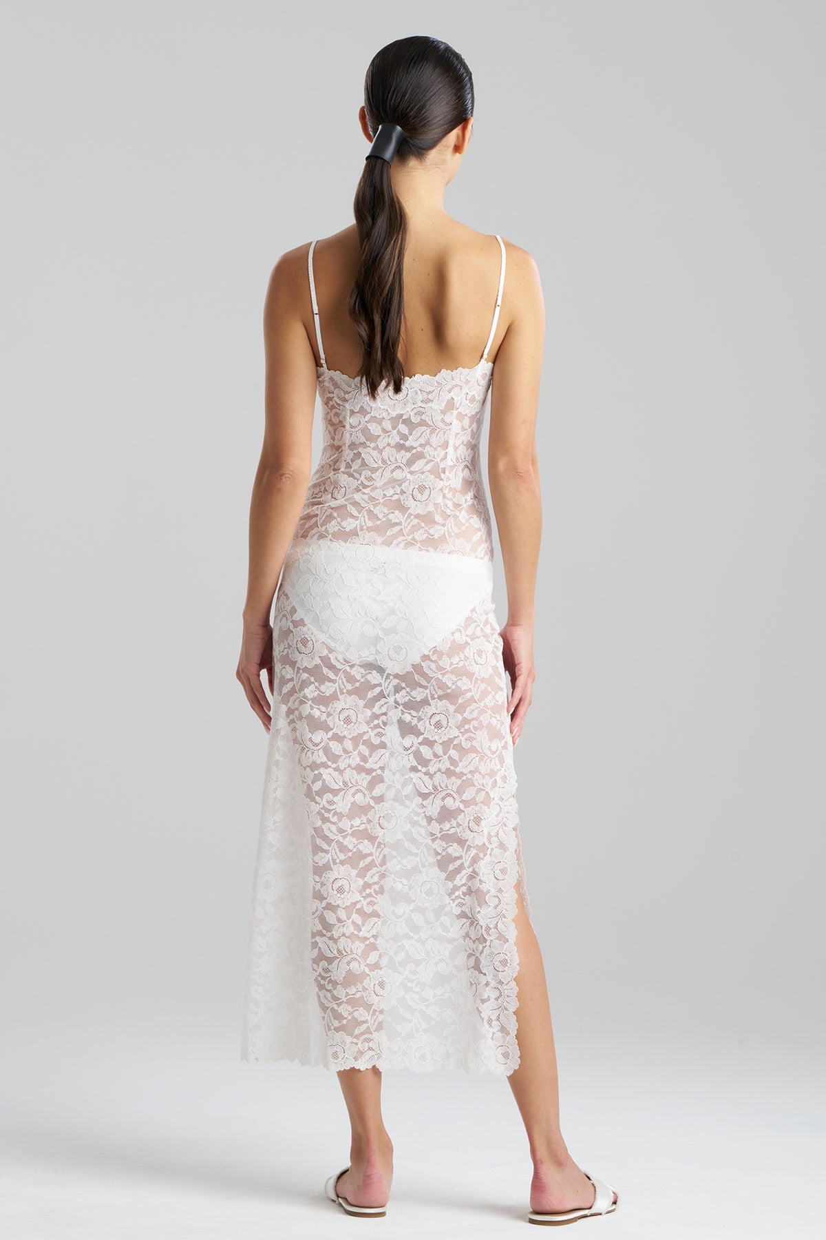 Peony Allover Lace Slip Dress Warm White Natori