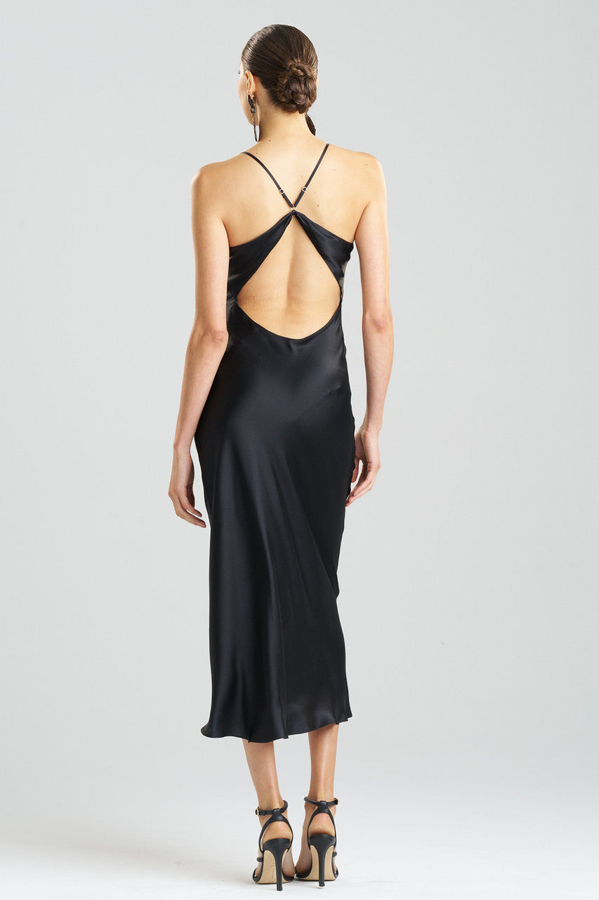 Buy Key Essentials V-neck Silk Gown in Black Online Black Natori