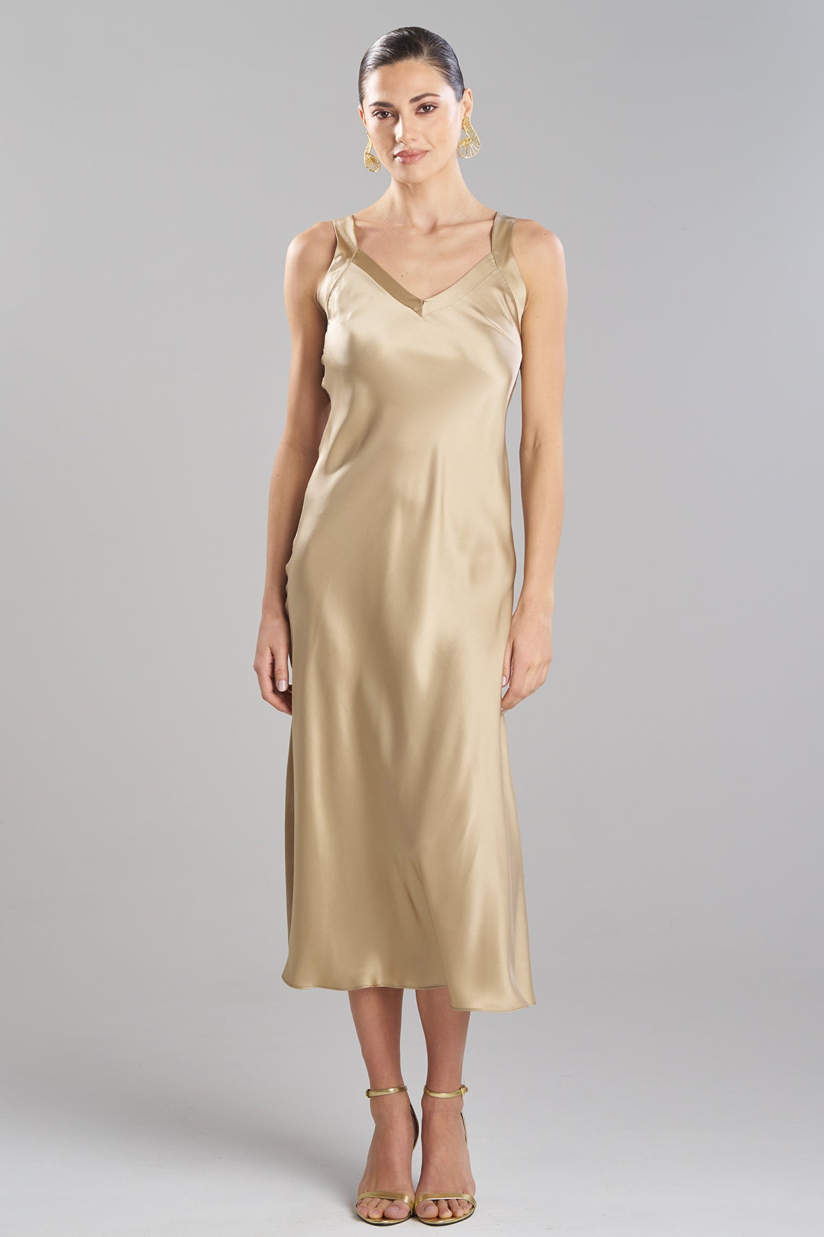 Key Backless Silk Slip Dress Frappe Natori