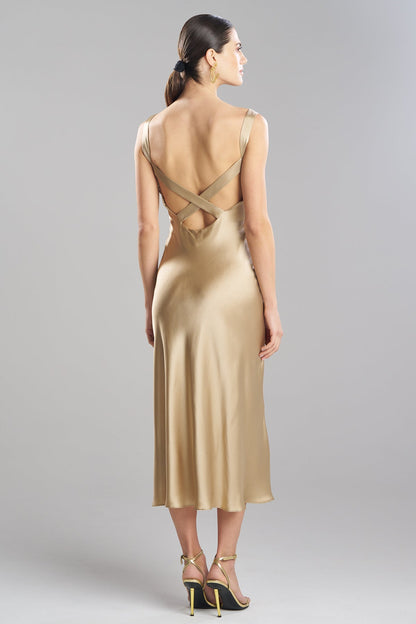 Key Backless Silk Slip Dress Frappe Natori