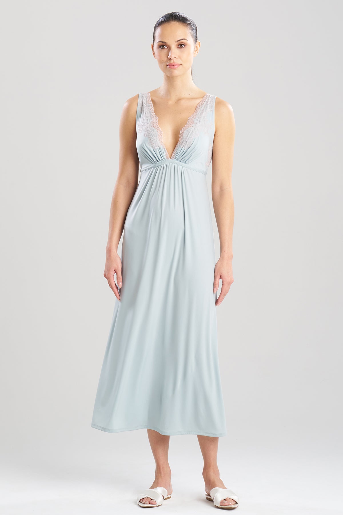 Enchant Lace Applique V-Neck Slip Dress Sea Foam Natori