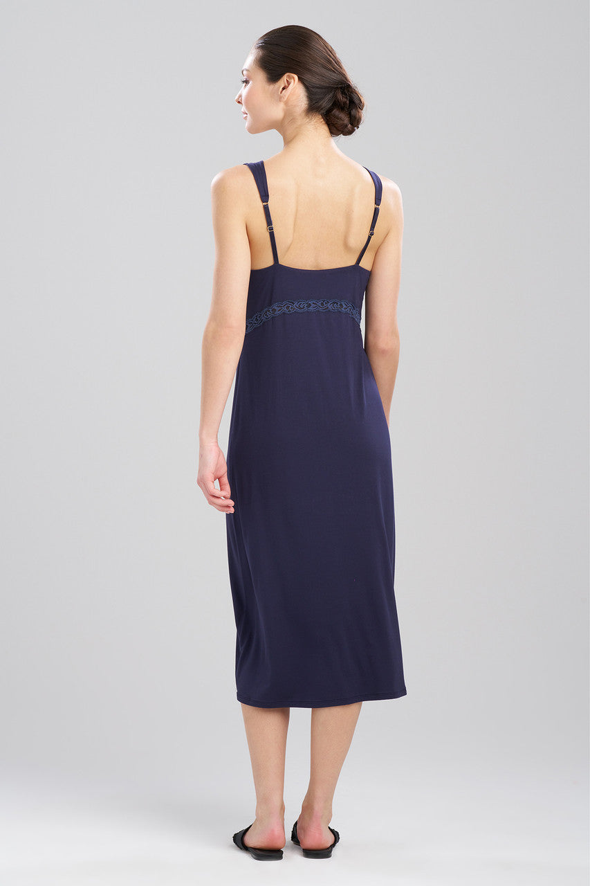 Buy Feathers Essentials Lenzing™ Ecovero™ Viscose Lace Applique Slip Dress in Night Blue Online Night Blue Natori