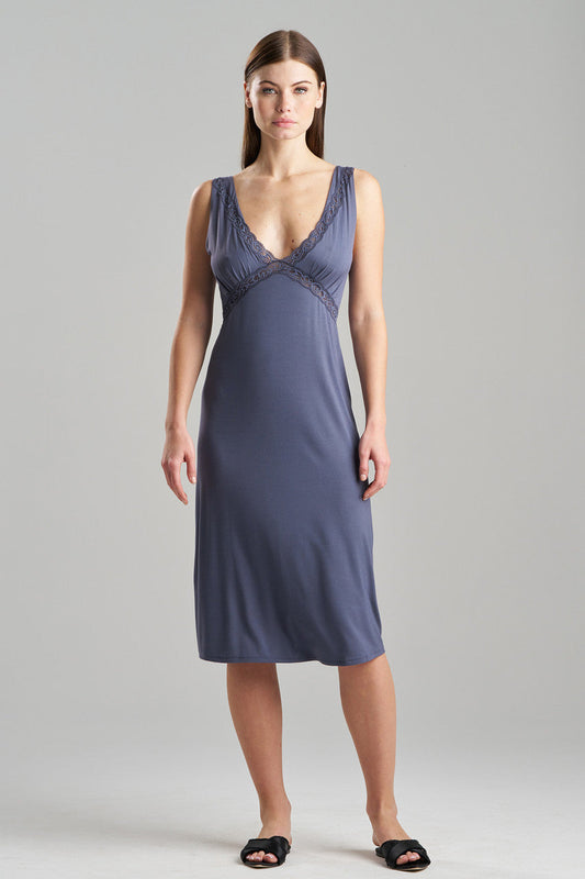 Buy Feathers Essentials Lenzing™ Ecovero™ Viscose Lace Applique Slip Dress in Ash Navy Online Ash Navy Natori
