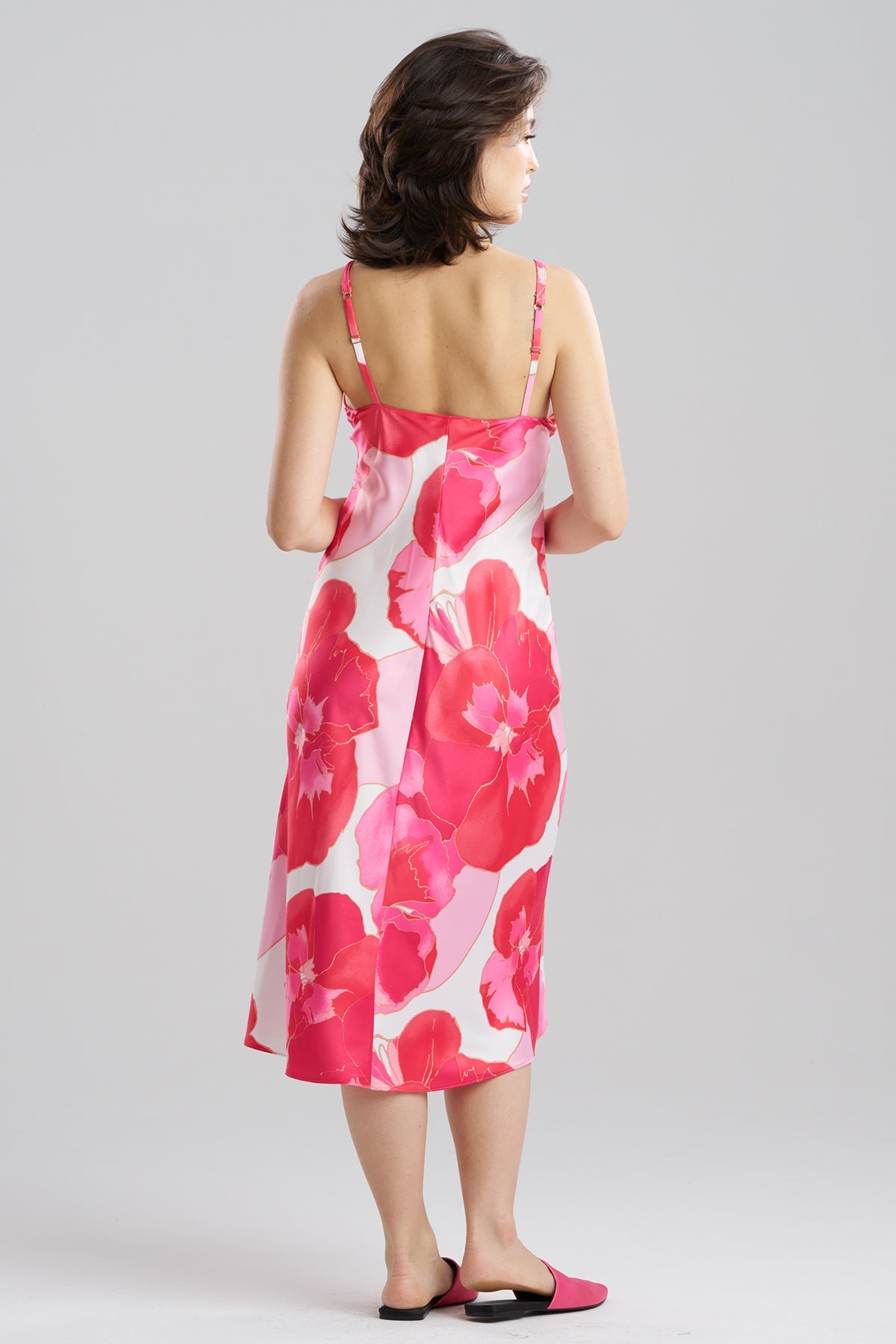 Floria Printed Satin Slip Dress Pink Natori
