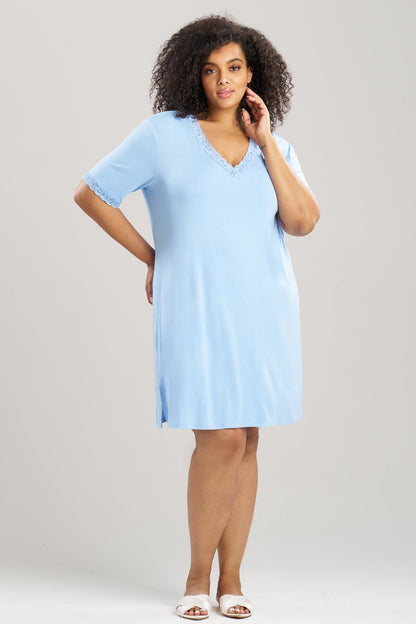 Feathers Essentials Lenzing™ Ecovero™ Viscose Lace Sleepshirt Blue Jay Natori