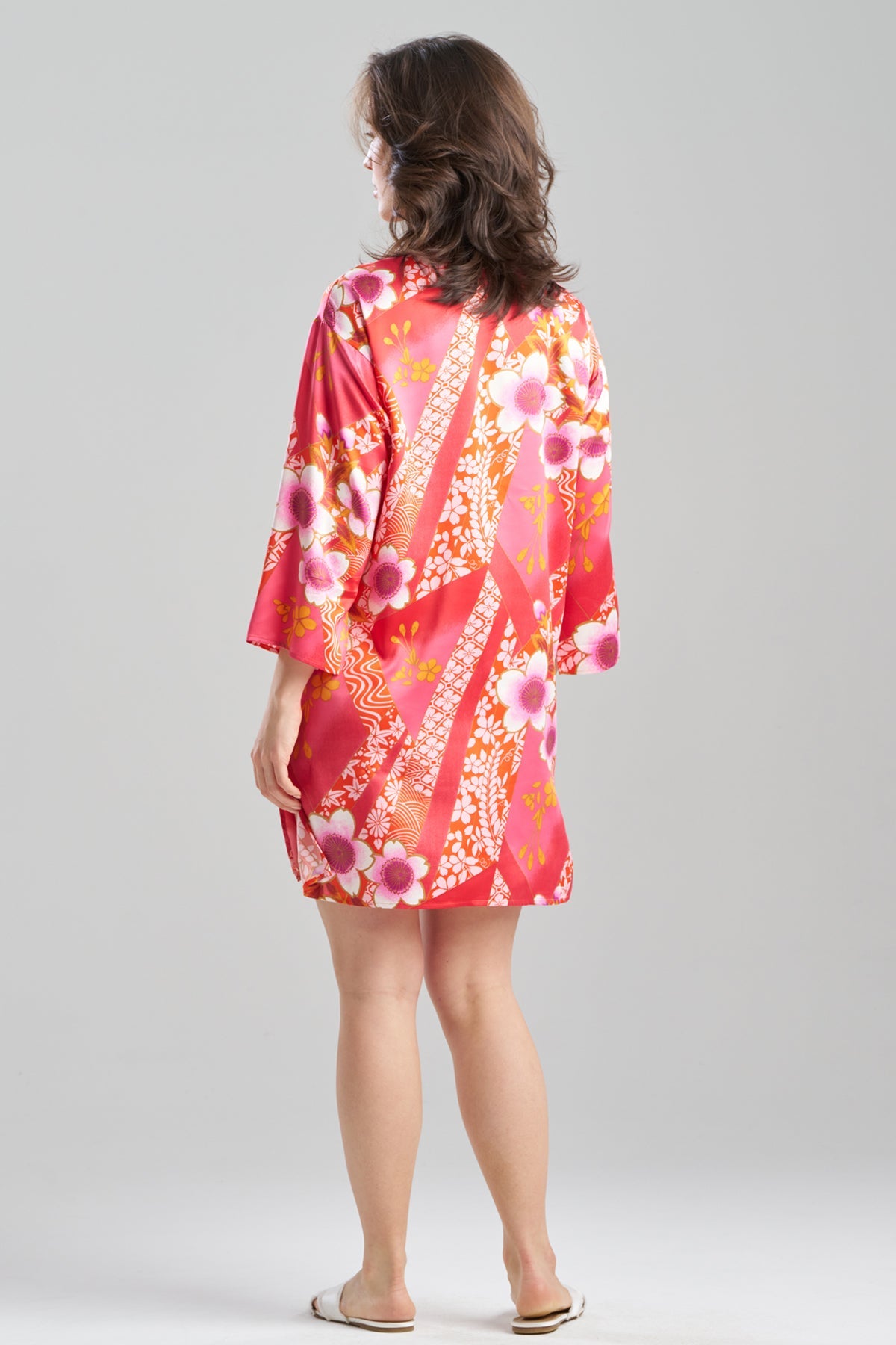 Magnolia Printed Satin Sleepshirt Deep Rasberry Natori