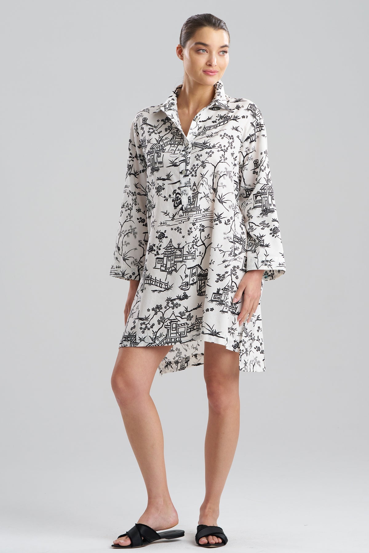 Toile Cotton Sateen Sleepshirt Warm White Natori