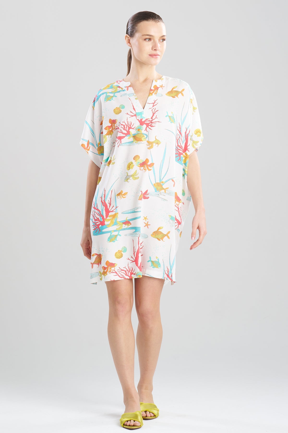 Ocean's Embrace Printed Challis Sleepshirt Warm White Natori